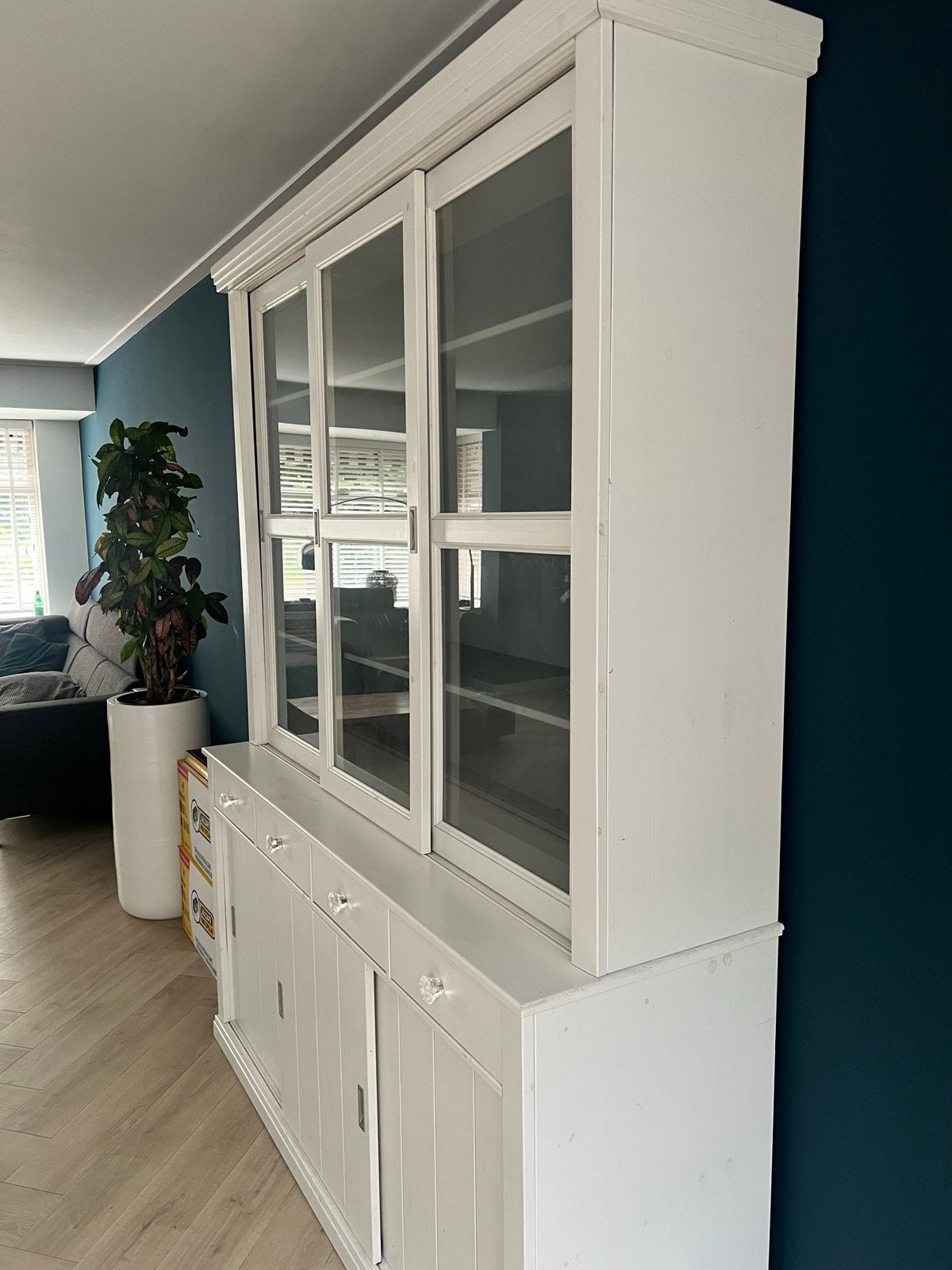 Woood Lagos Witte Grenen Servieskast - 160x210x48 cm, Ophalen, Gebruikt