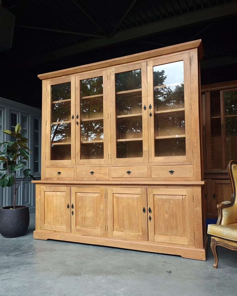 Prachtige hoge buffetkast | Teakhouten notariskast #8225, Met deur(en), -, 200 cm of meer, -