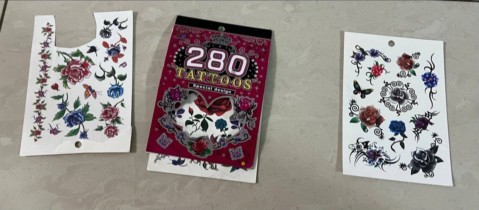 Set van 3 vellen tijdelijke bloemen tattoos ( nieuw), Ophalen of Verzenden, Nieuw
