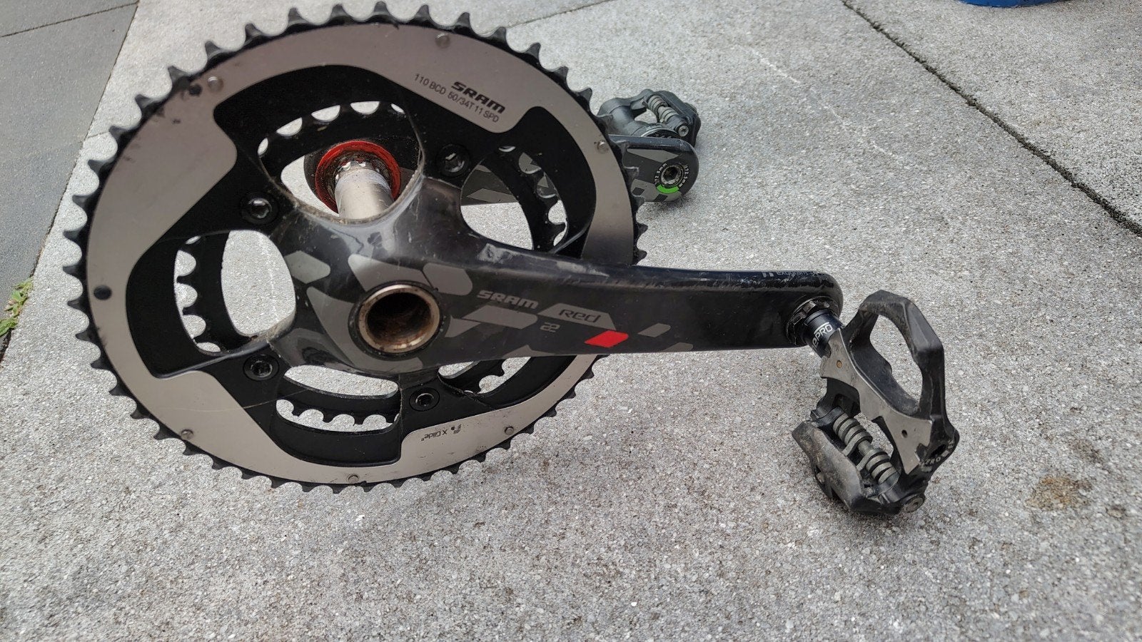 Stam Red 22 crank met power pedals, Crankstel of Pedalen, Gebruikt, Sram Red, Ophalen of Verzenden
