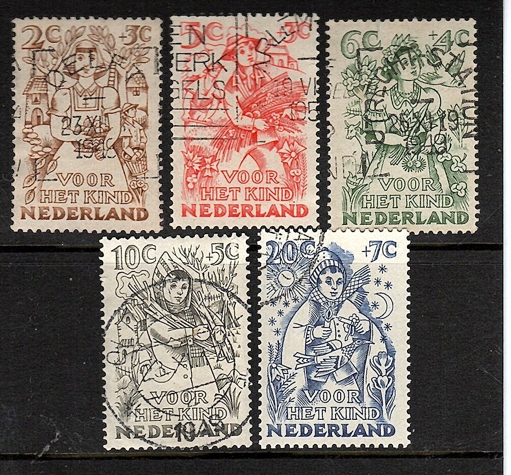 nvph 544-548 kinderzegels 1949 gebruikt zie scan 440, Postzegels en Munten, Ophalen of Verzenden, Na 1940, Gestempeld