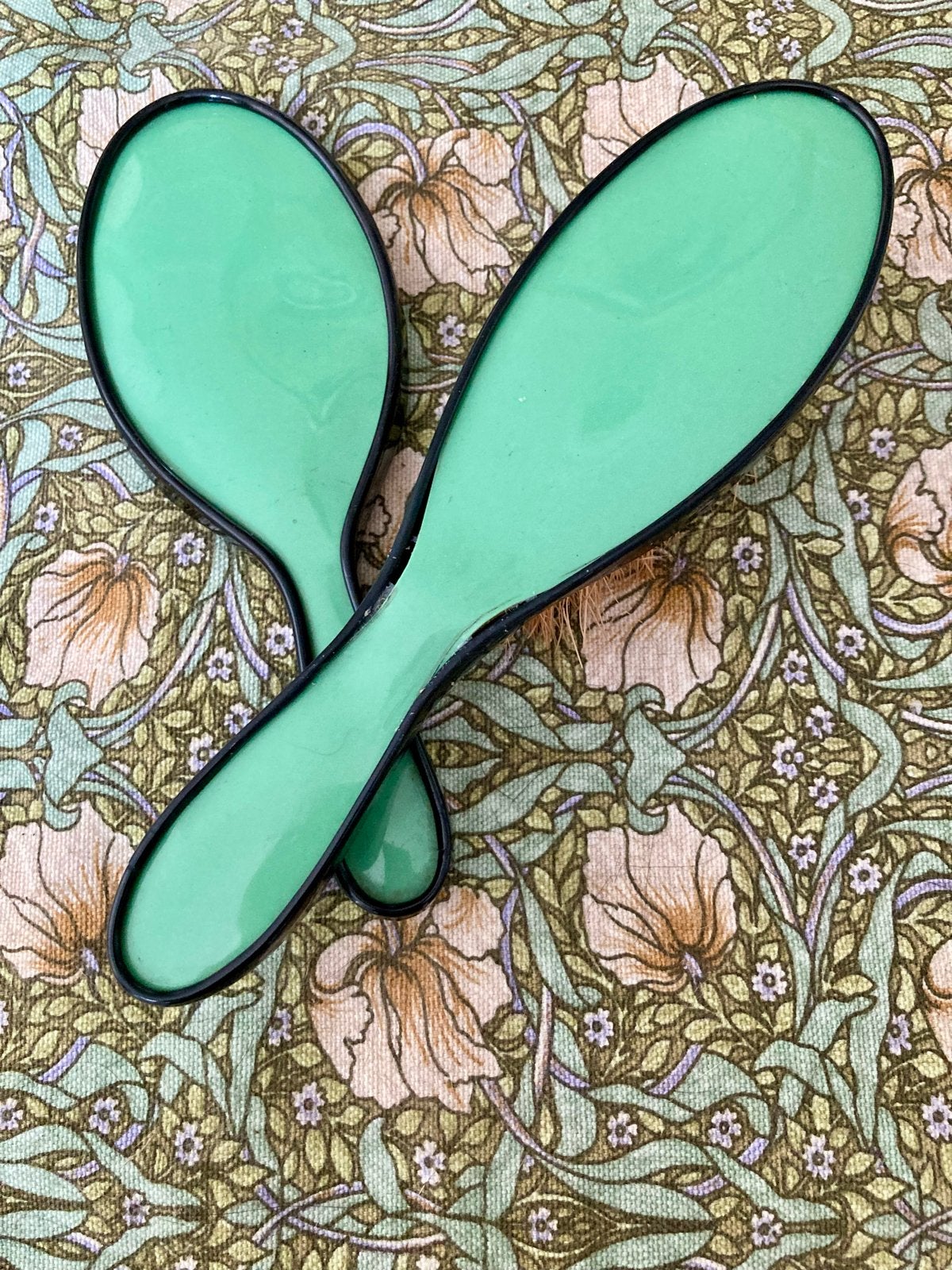 ‼️Vintage Engelse celluloid borstel en spiegel set, Antiek en Kunst, Curiosa en Brocante, Ophalen of Verzenden