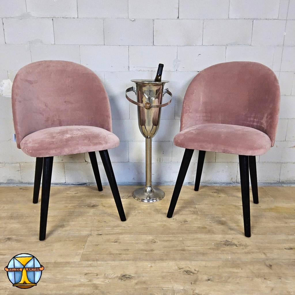 Set van 2 roze fluwelen stoelen - SoTrue by Troubadour, Twee, Overige kleuren, ., Nieuw