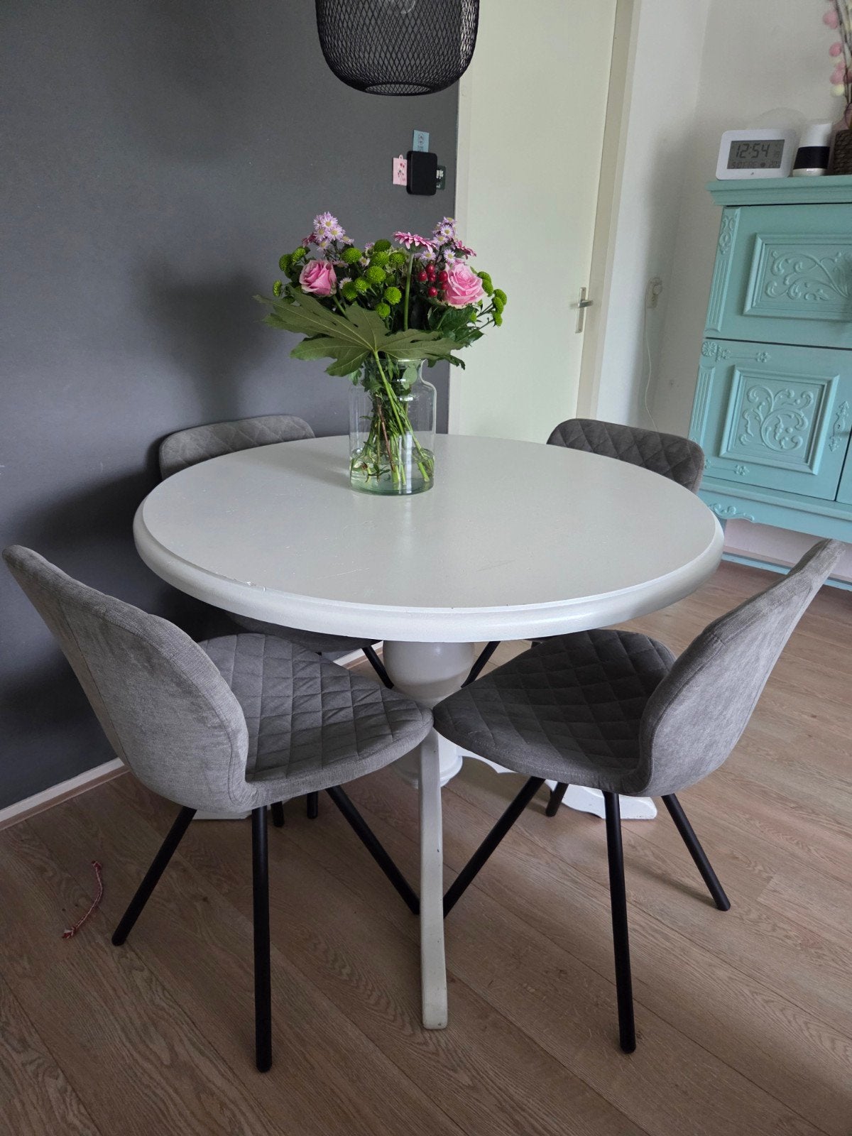4 Kwantum Lucca stoelen grijs, Ophalen, Zo goed als nieuw, Grijs