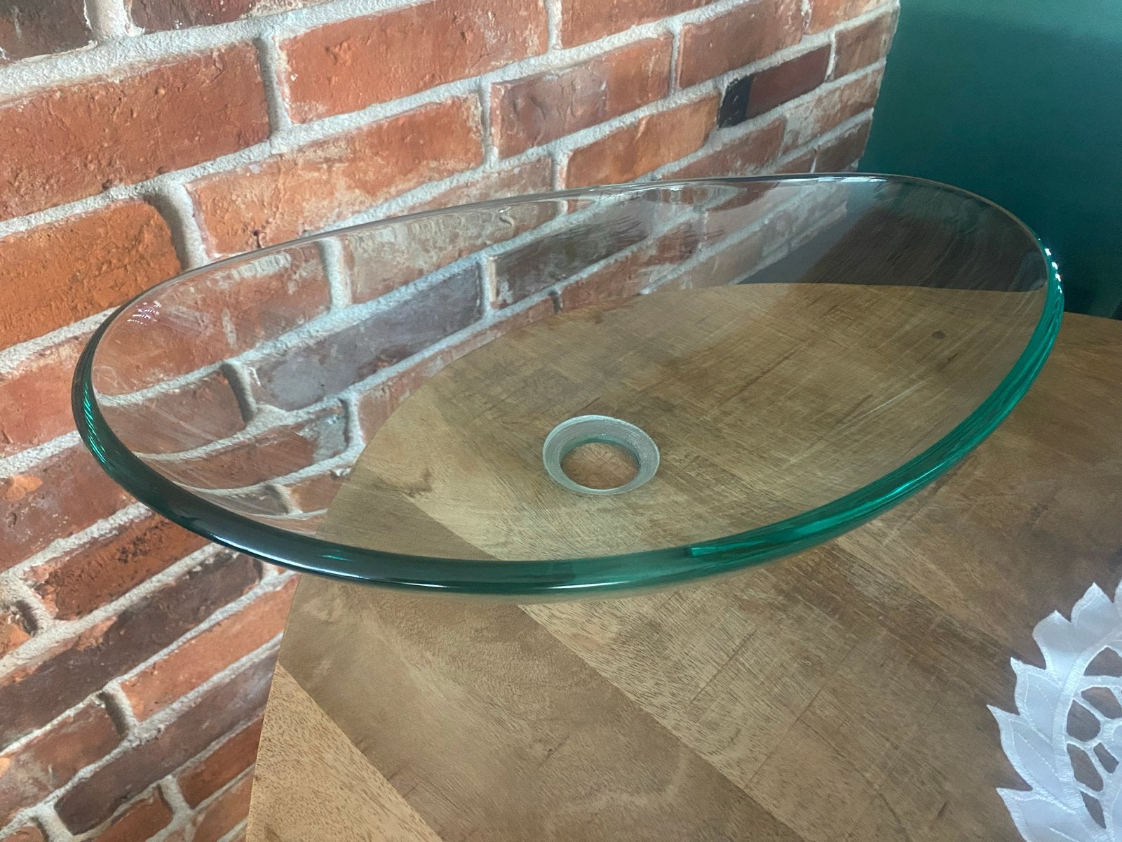 Glazen waskom - Ovaal - Zo goed als nieuw, Ophalen, Zo goed als nieuw, Glas, Wastafel