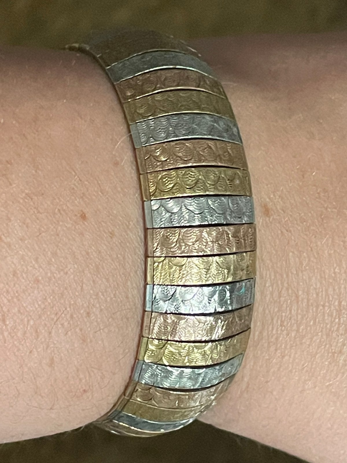 Italiaanse vergulde three color armband wit geel en rosegoud, Sieraden, Tassen en Uiterlijk, Wit, Ophalen of Verzenden, Zo goed als nieuw