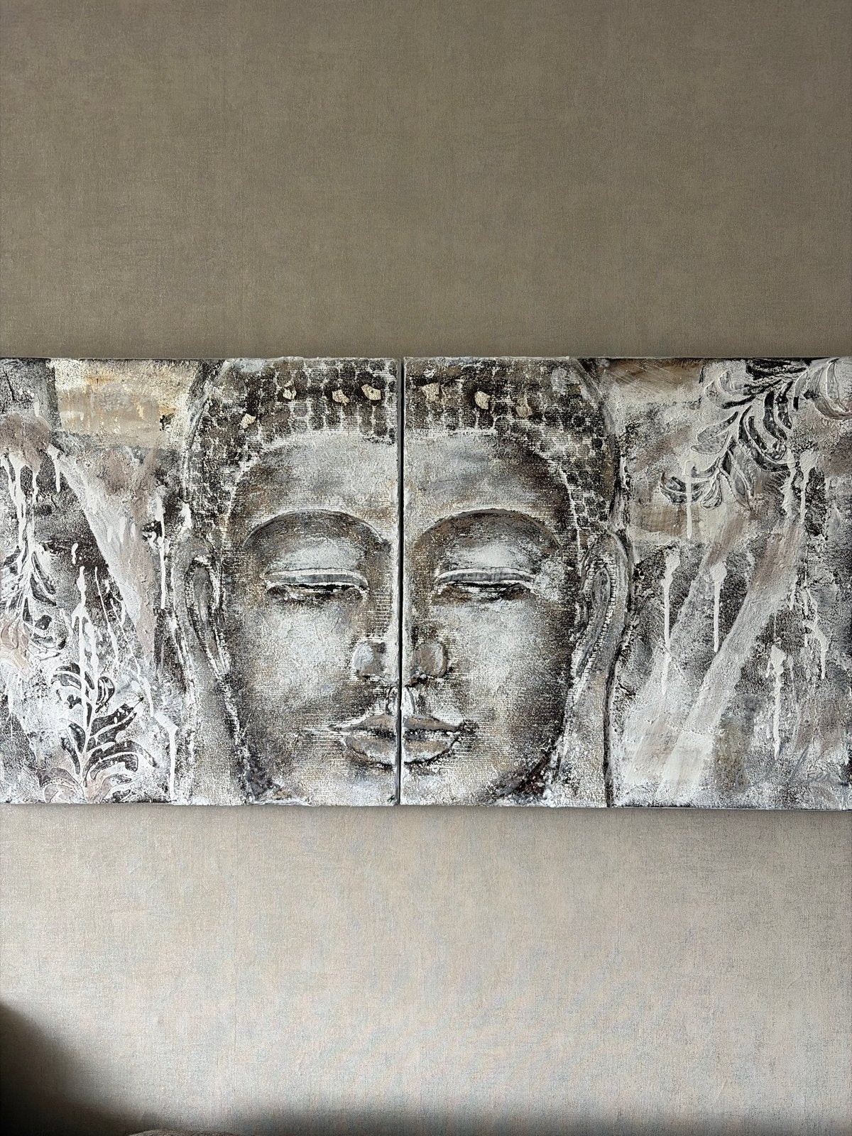 Boeddha schilderij 120x60 cm - Rustgevende wanddecoratie, Acrylverf, Overig onderwerp, Handgeschilderd, Ophalen of Verzenden