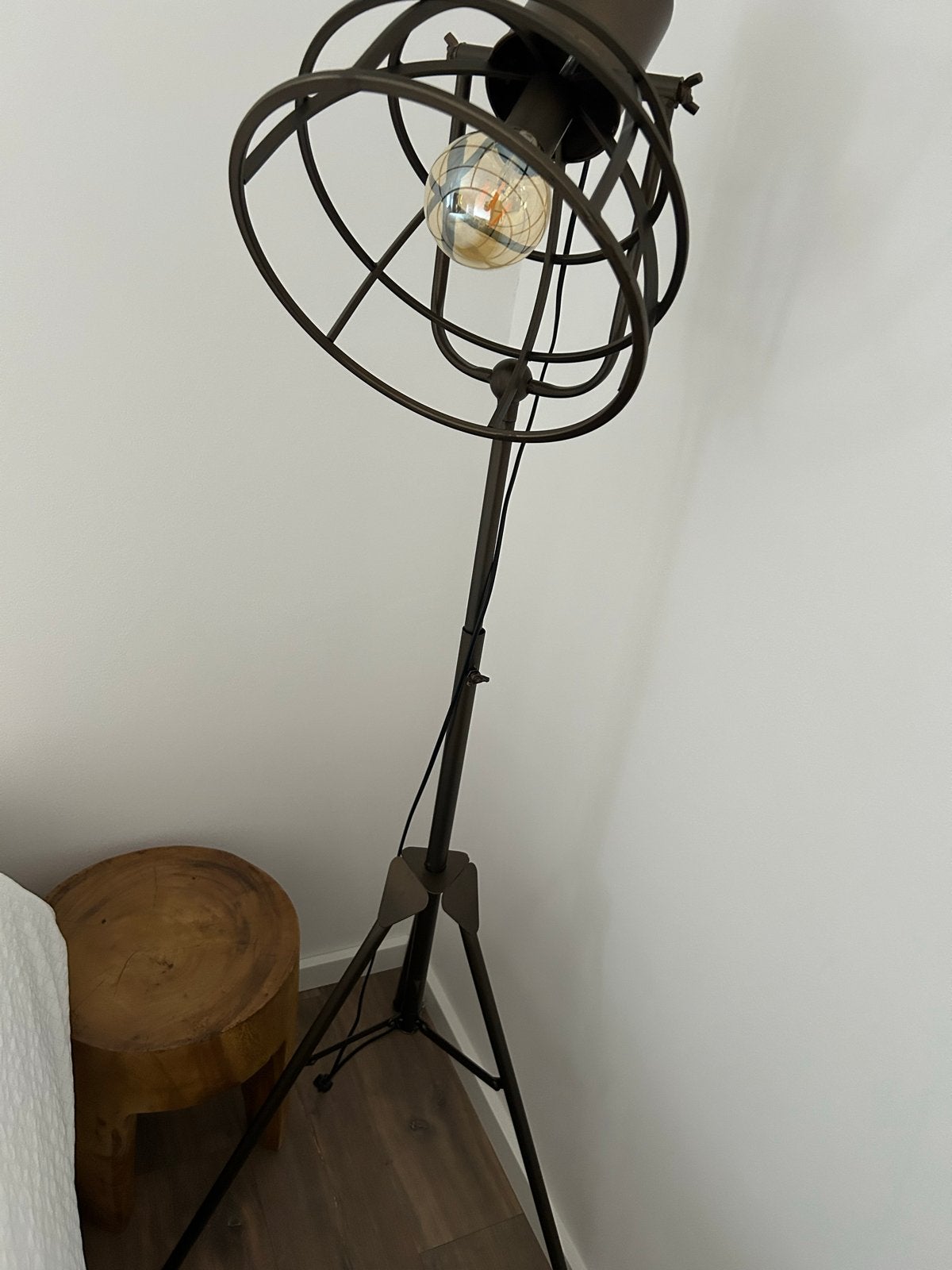 Industriële Staande Lamp met Metalen Kap, Ophalen, Gebruikt, E27 (groot), Metaal