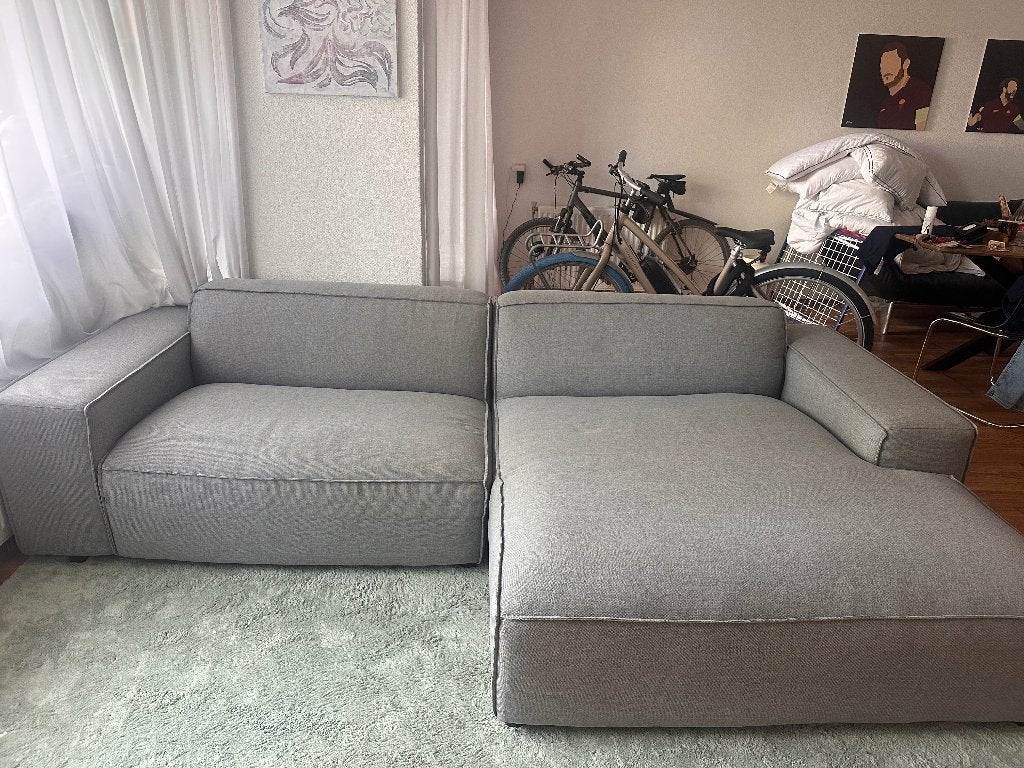 Grijze 3-persoons sofa, 282x160x36cm, Ophalen, Stof, 250 tot 300 cm, Gebruikt