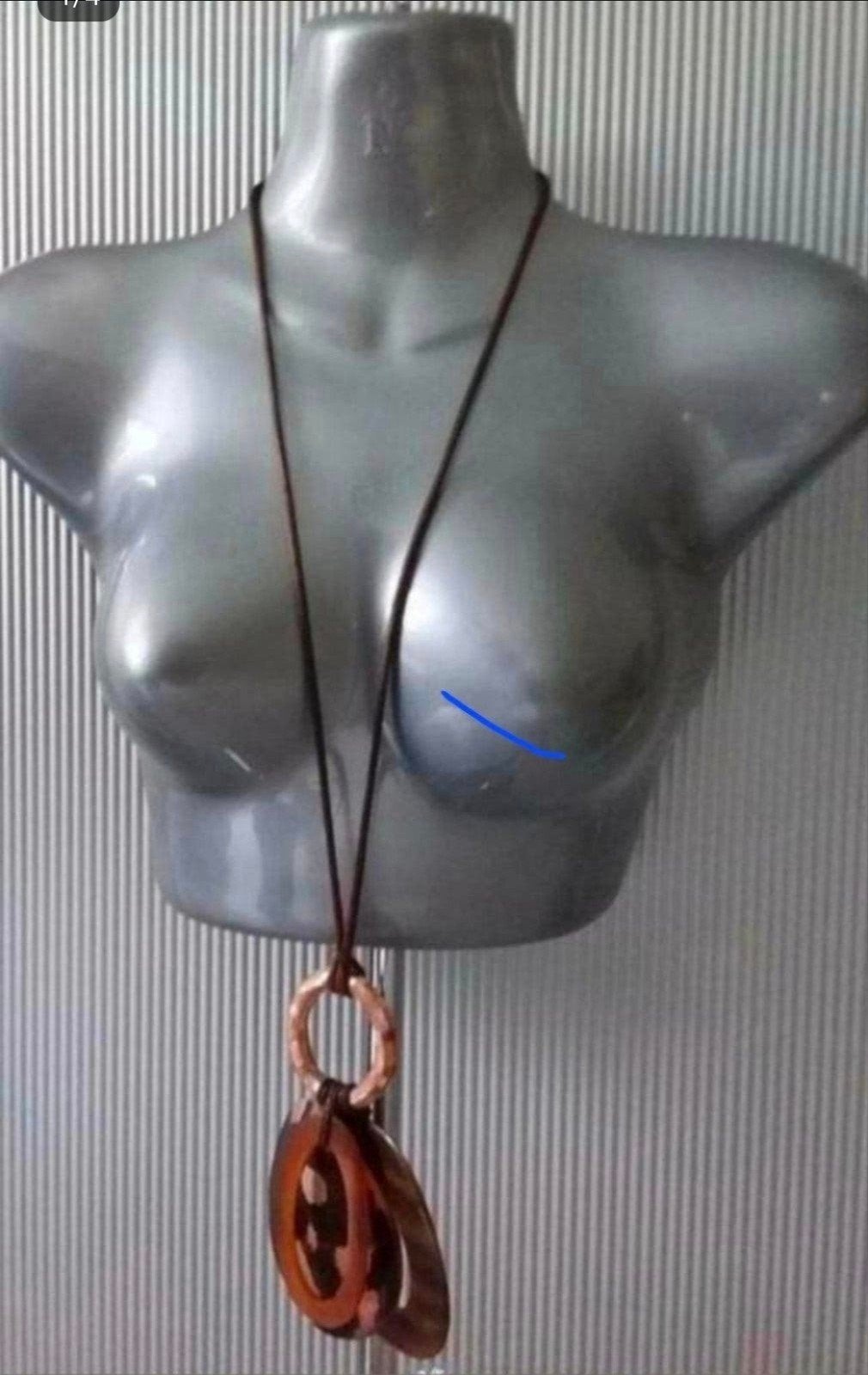 Manouk - koordketting met parelmoer hanger. 3=2 actie., Bruin, Verzenden, Nieuw, Steen of Mineraal