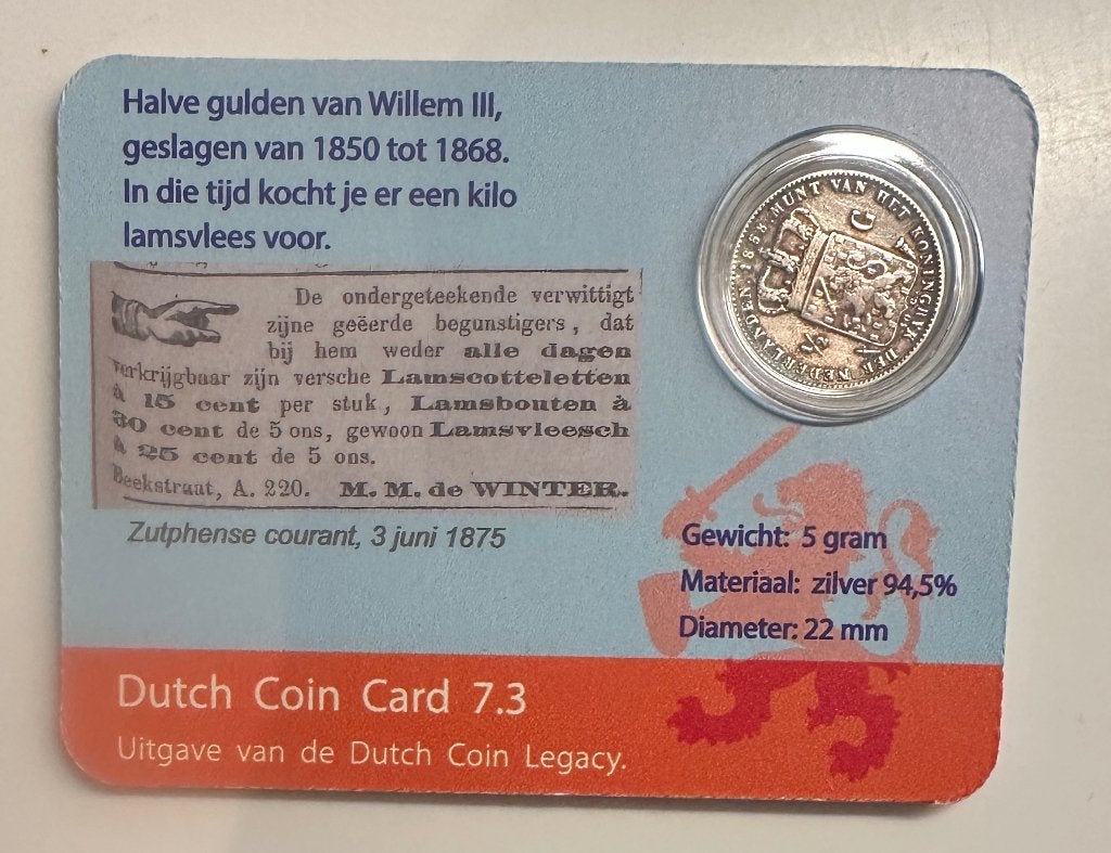 DCC. 7.3. Halve gulden van Willem III., ½ gulden, Koning Willem III, Zilver, Ophalen of Verzenden
