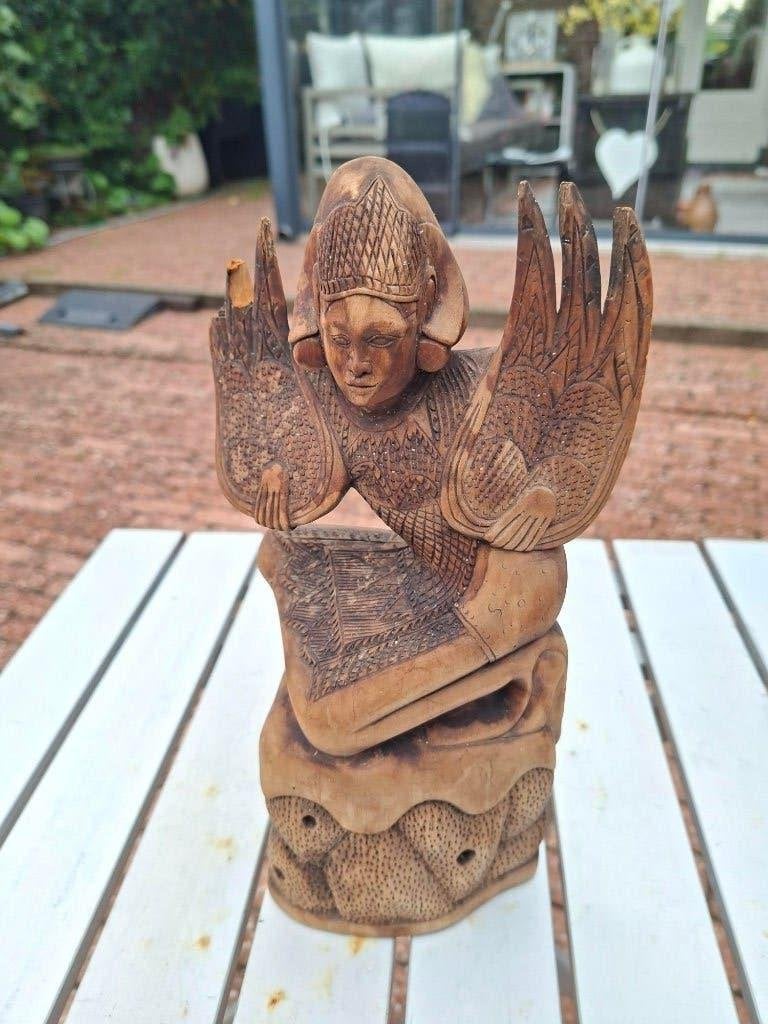 Handgesneden houten Balinees Art Deco beeld, Ophalen, Houtsnijwerk, Art deco, Handgemaakt