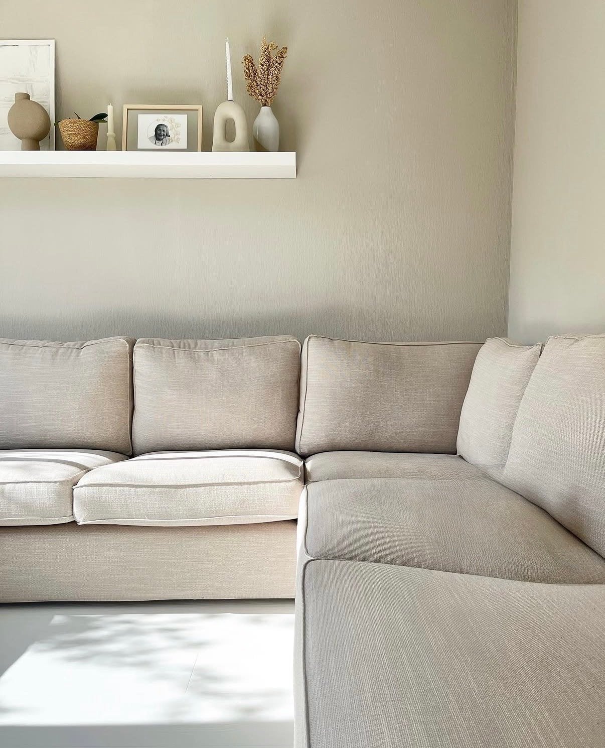 IKEA KIVIK U-bank, 7-zits, beige, Ophalen, Zo goed als nieuw, Stof
