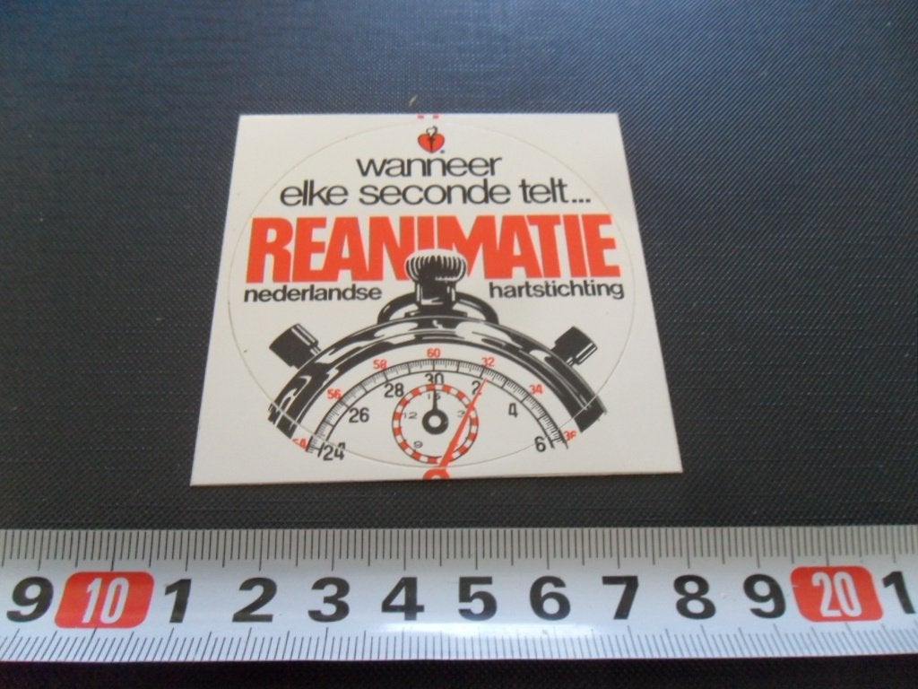 sticker Nederlandse Hartstichting REANIMATIE, Verzamelen, Ophalen, Zo goed als nieuw