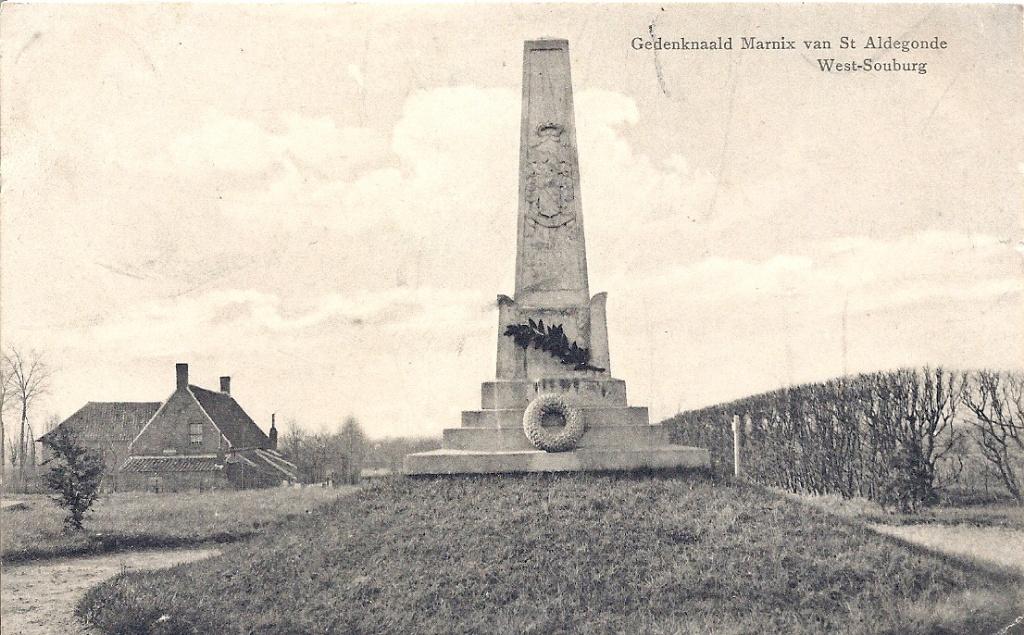 West Souburg Gedenknaald Marnix van St Aldegonde + omgeving, Verzenden, Voor 1920, Gelopen, Zeeland