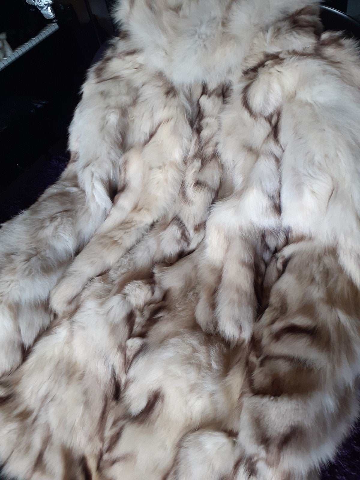 mooie echte vintage blauwvos bontjas + capuchon  bont jas M, Kleding | Dames, Ophalen of Verzenden, Zo goed als nieuw, Maat 38/40 (M)