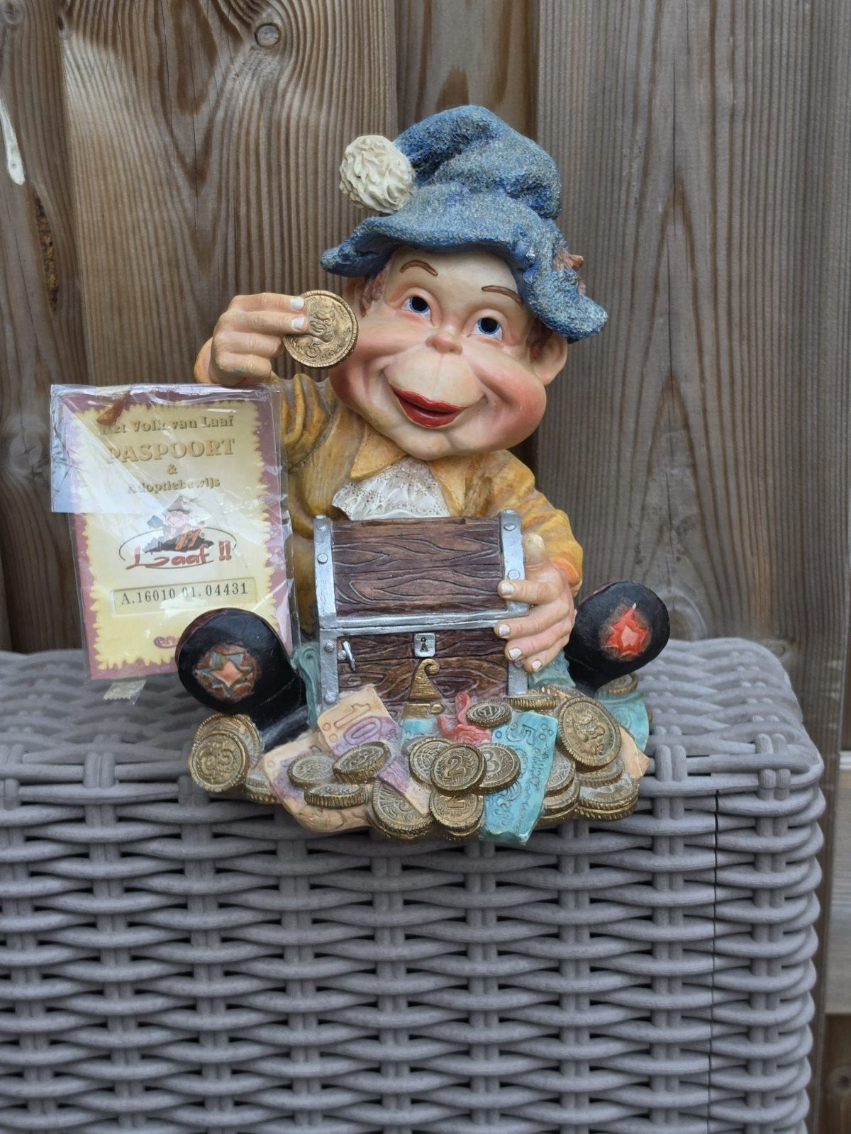 Laaf met schatkist en munten - Decoratiebeeld, Ophalen of Verzenden, Zo goed als nieuw