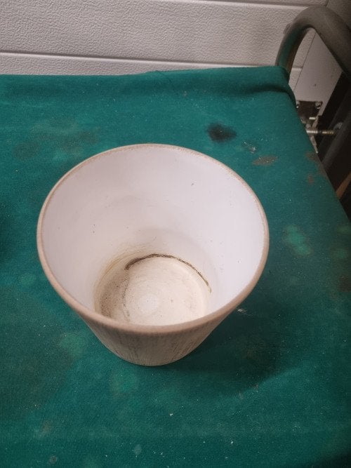 bloempot bruin gestreept, Ophalen of Verzenden, 'T Olde Gre-j, Info@toldegrej.nl, Endepoelstraat 20f Didam