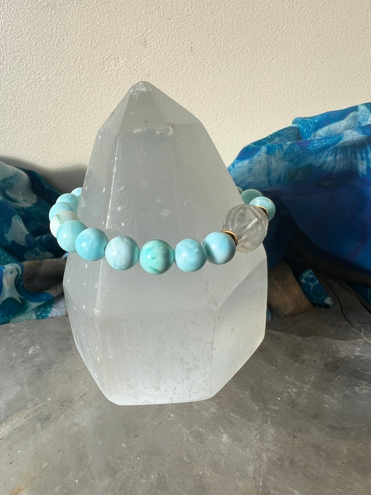 Hemimorfiet bergkristal scarabee beschermt engelen energie, Met bedels of kralen, Blauw, Magnolia11, Nieuw