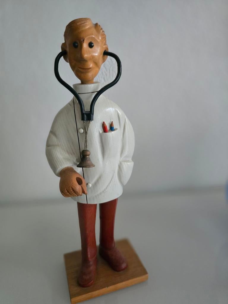 Doktersfiguur hout Romer Italiaans uit jaren 70, Antiek en Kunst, Ophalen of Verzenden