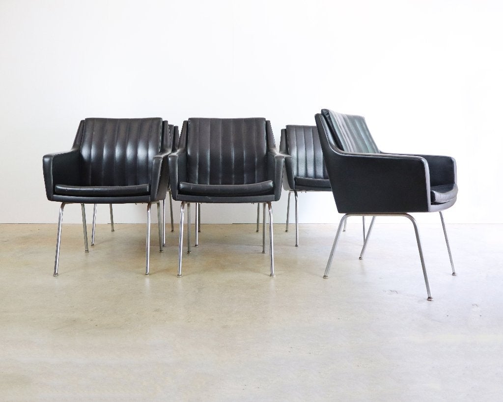 6x Vintage Giroflex Martin Stoll stoelen, Huis en Inrichting, Gebruikt, Molenakkerstraat 10b, Zwart, Metaal