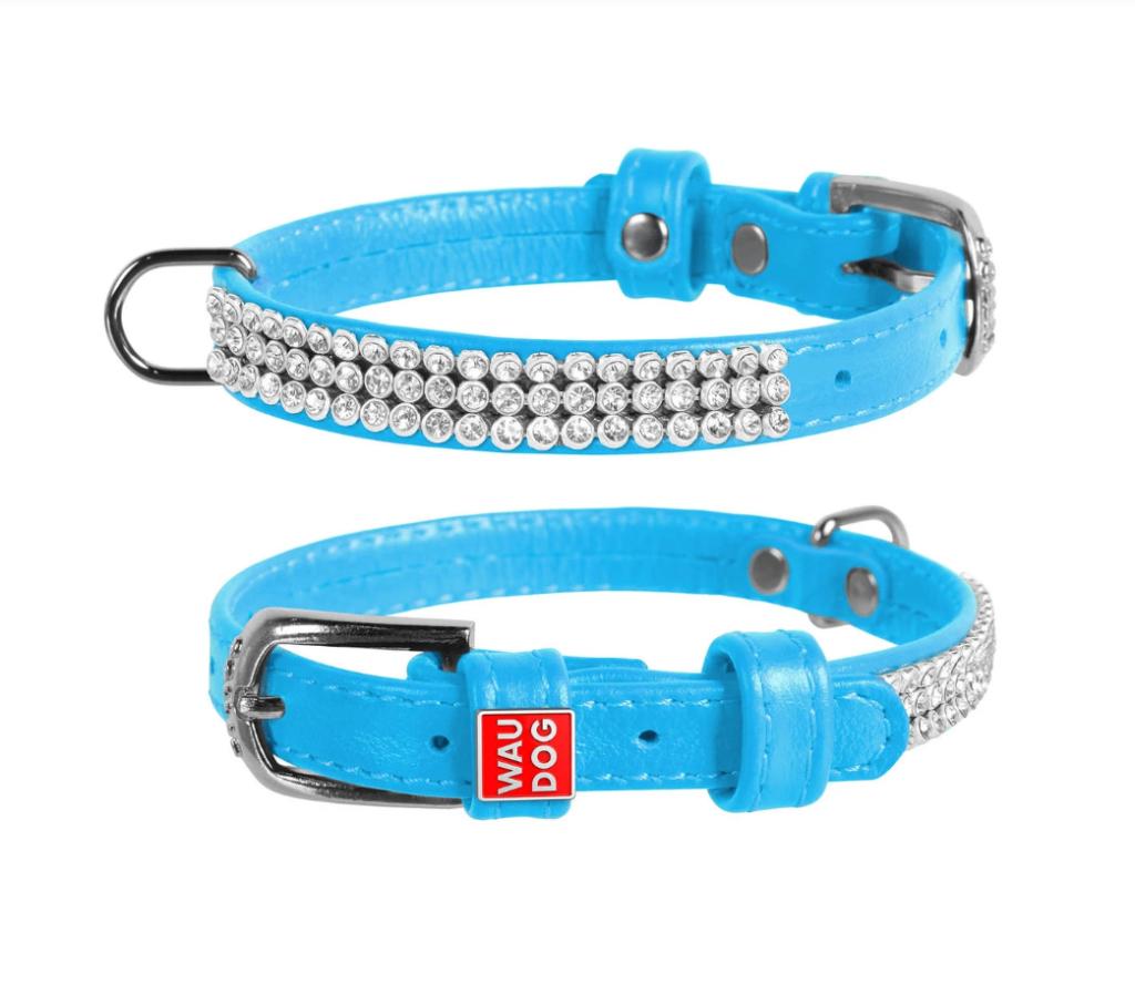 WAUDOG Glamour Halsband Leder Blauw XS Nek 21-29 cm KOOPJE!, Dieren en Toebehoren, Ophalen of Verzenden, Handgemaakt, Nieuw