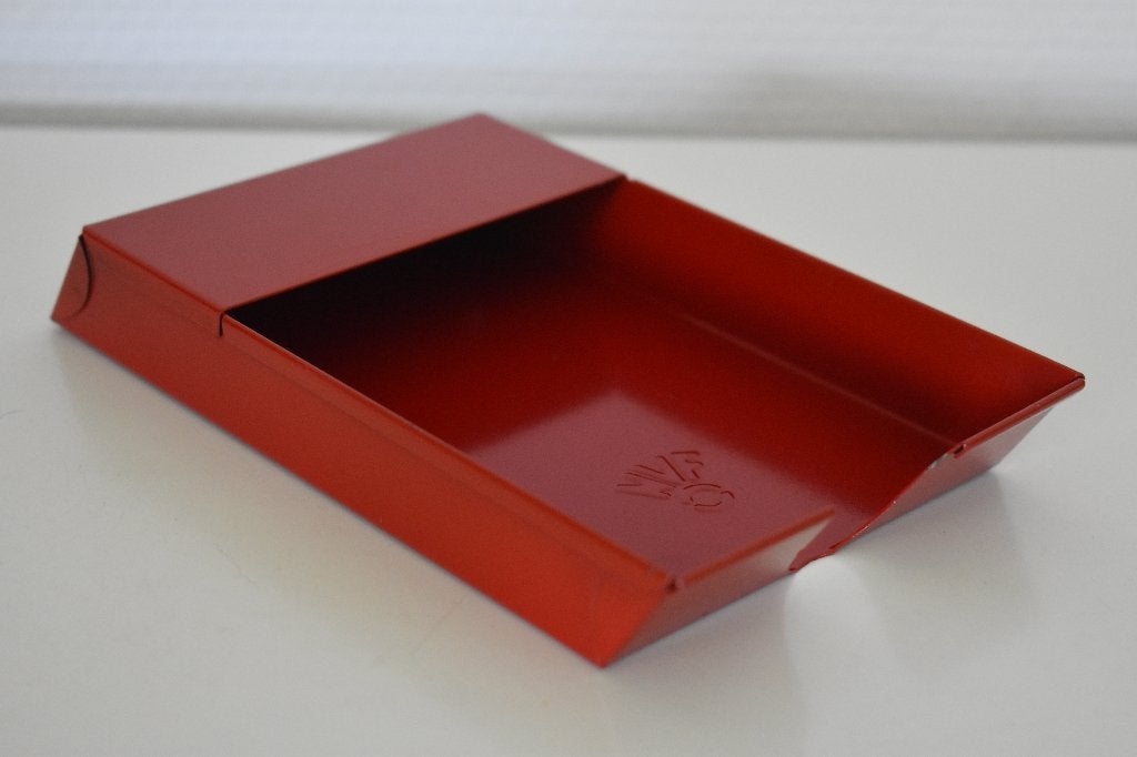 Vintage metalen rood paperclip bakje NVF 60's industrieel, Ophalen of Verzenden, Gebruikt