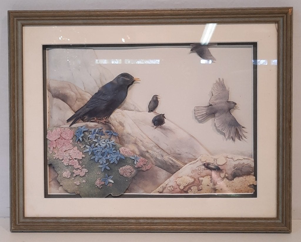 3D vogel schilderij met lijst, Antiek en Kunst, Kunst | Schilderijen | Klassiek, Ophalen of Verzenden