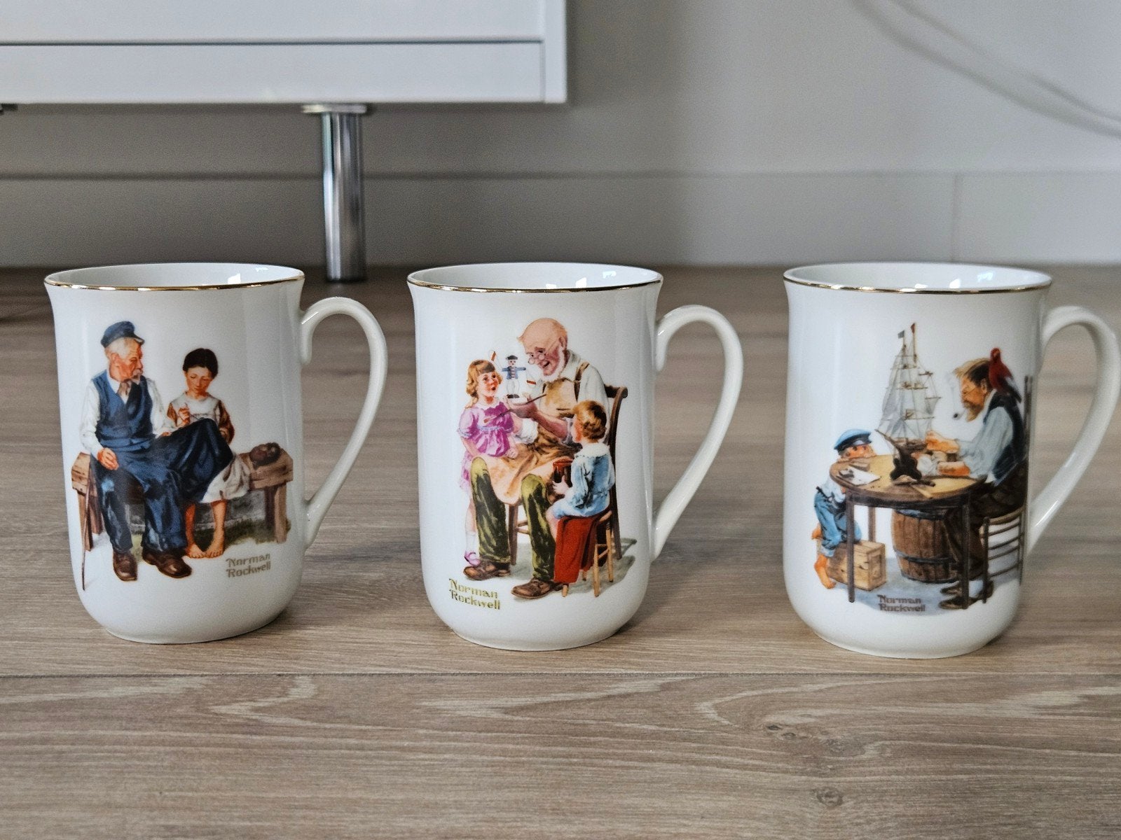 Set van 3 Norman Rockwell mokken, Ophalen, Gebruikt, Keramiek, Vintage