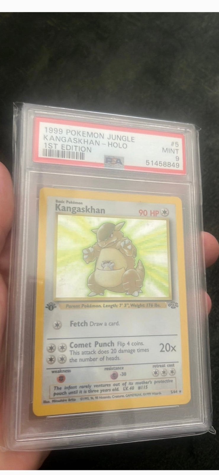 Kangaskhan Holo 1st Edition PSA 9 MINT Pokémon Jungle, Ophalen, Zo goed als nieuw, Losse kaart, Foil