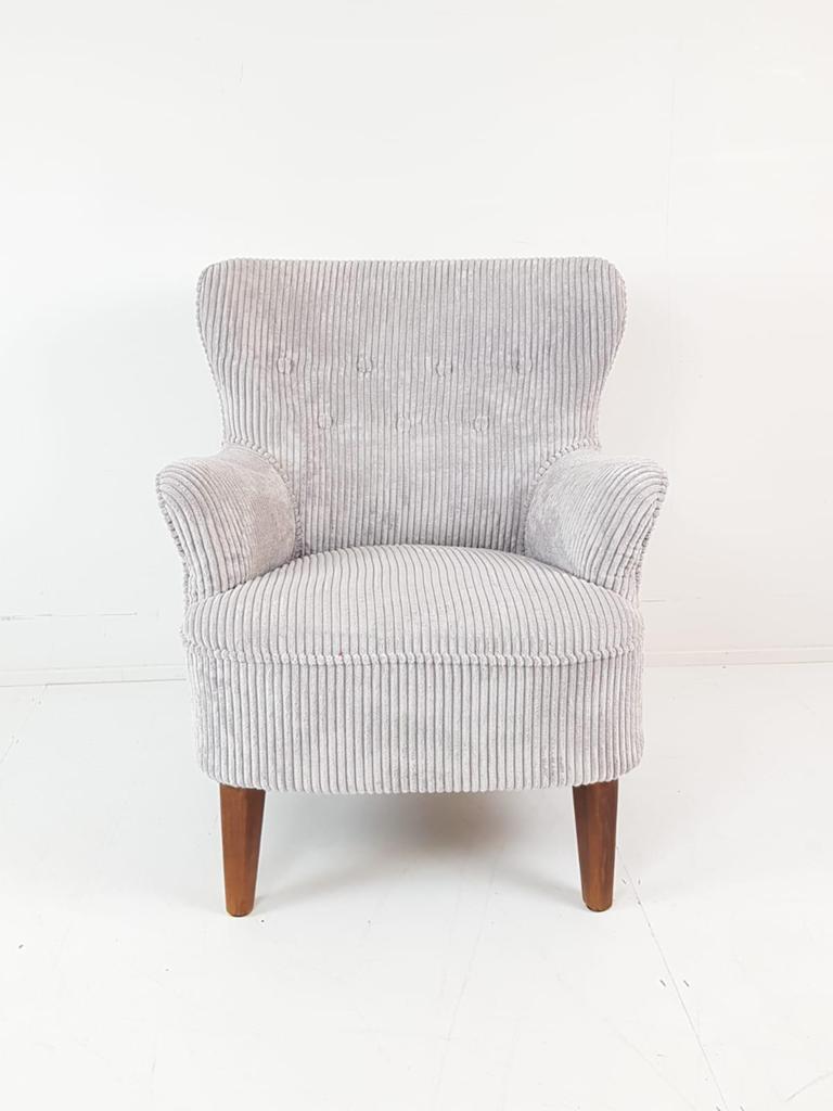 Artifort grijze fauteuil | ribstof licht grijs Theo Ruth, Modern vintage, ., 75 tot 100 cm, Ophalen of Verzenden