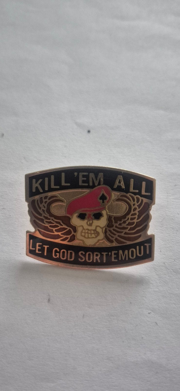 Vintage reversespeld 'Kill 'Em All Let God Sort 'Em O, Ophalen of Verzenden