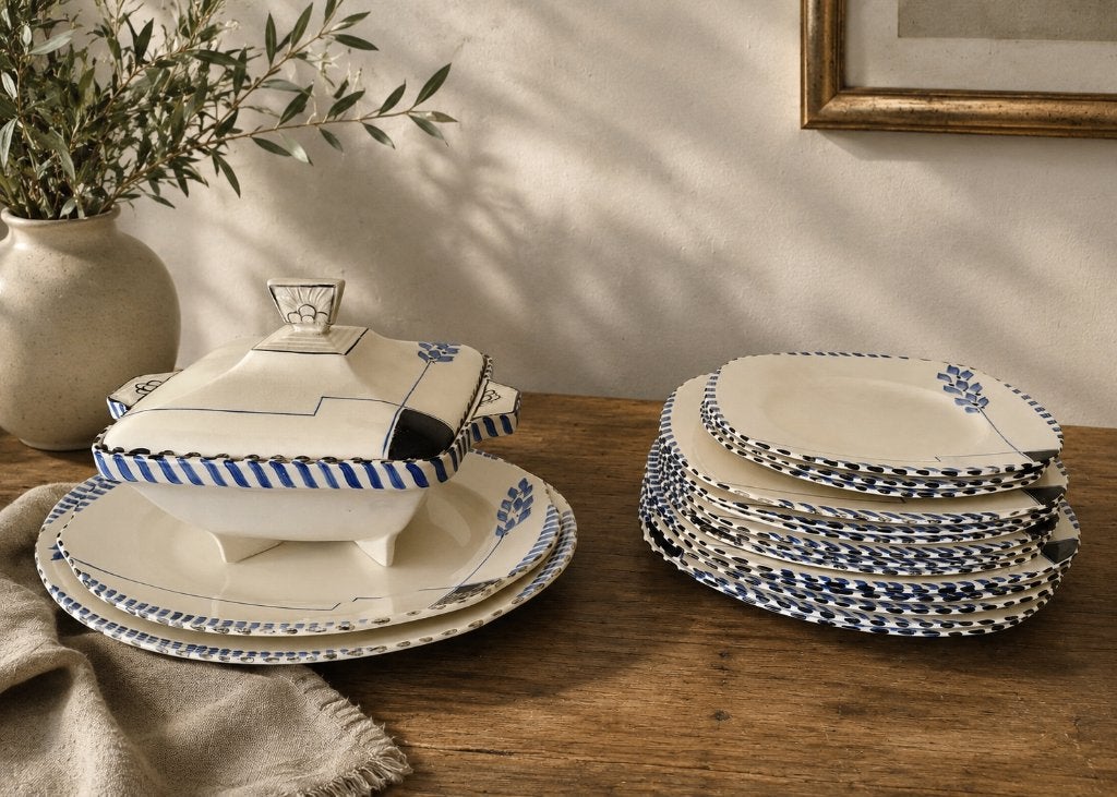 Burleigh ware, borden, schalen en dekschaal, art deco, Huis en Inrichting, Overige merken, Keramiek, Vintage, Ophalen of Verzenden