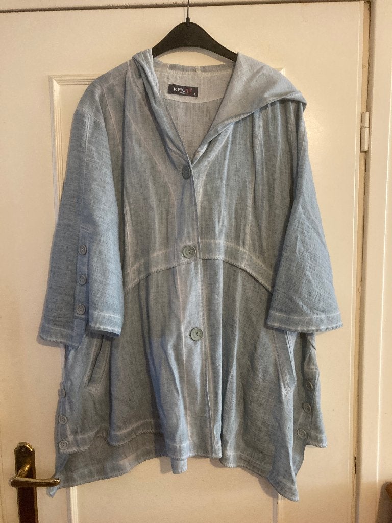 Licht blauwe viscose linnen wijde blouse van Kekoo, XL / 4, Blouse of Tuniek, Zo goed als nieuw, Kekoo, Verzenden