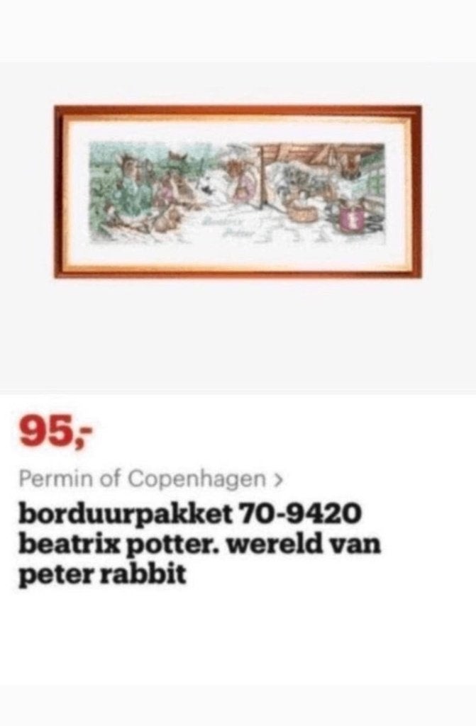BORDUURPAKKET BEATRIX POTTER 70-9420 PLUSSssss+++++++, Hobby en Vrije tijd, Borduren en Borduurmachines, Verzenden, Nieuw, Handborduren