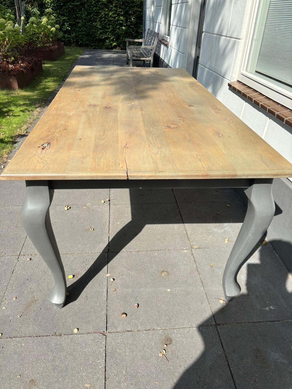 Mooie landelijk eiken Queen Ann style eettafel 100x210 cm, Ophalen, Teakhout, 200 cm of meer, 50 tot 100 cm