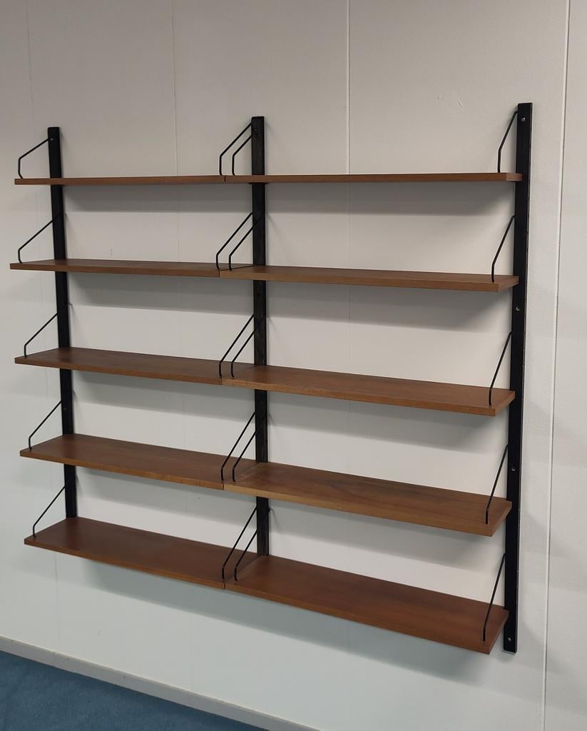 Vintage Poul Cadovius wandsysteemteak hout rek wandmeubel, Ophalen, Met plank(en), Gebruikt, .