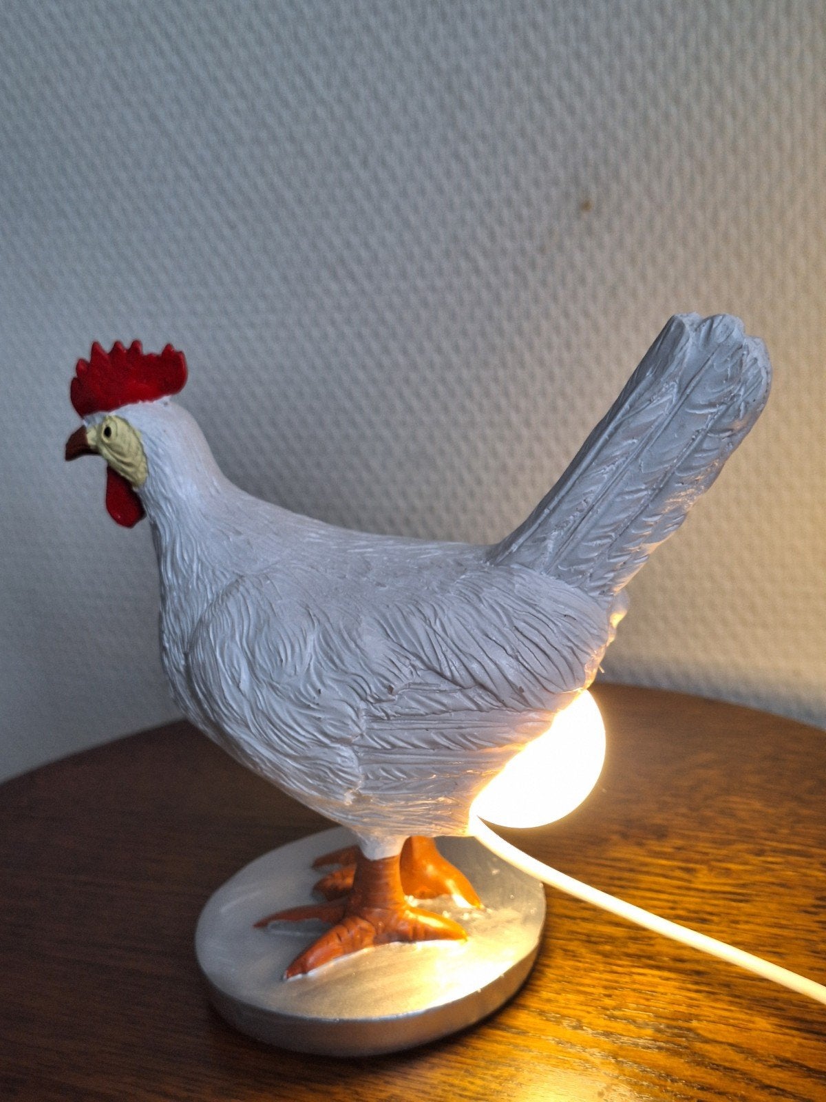 Unieke Kippenlamp - Sfeervolle Tafellamp, Met schakelaar, Wit, Overige merken, Gebruikt