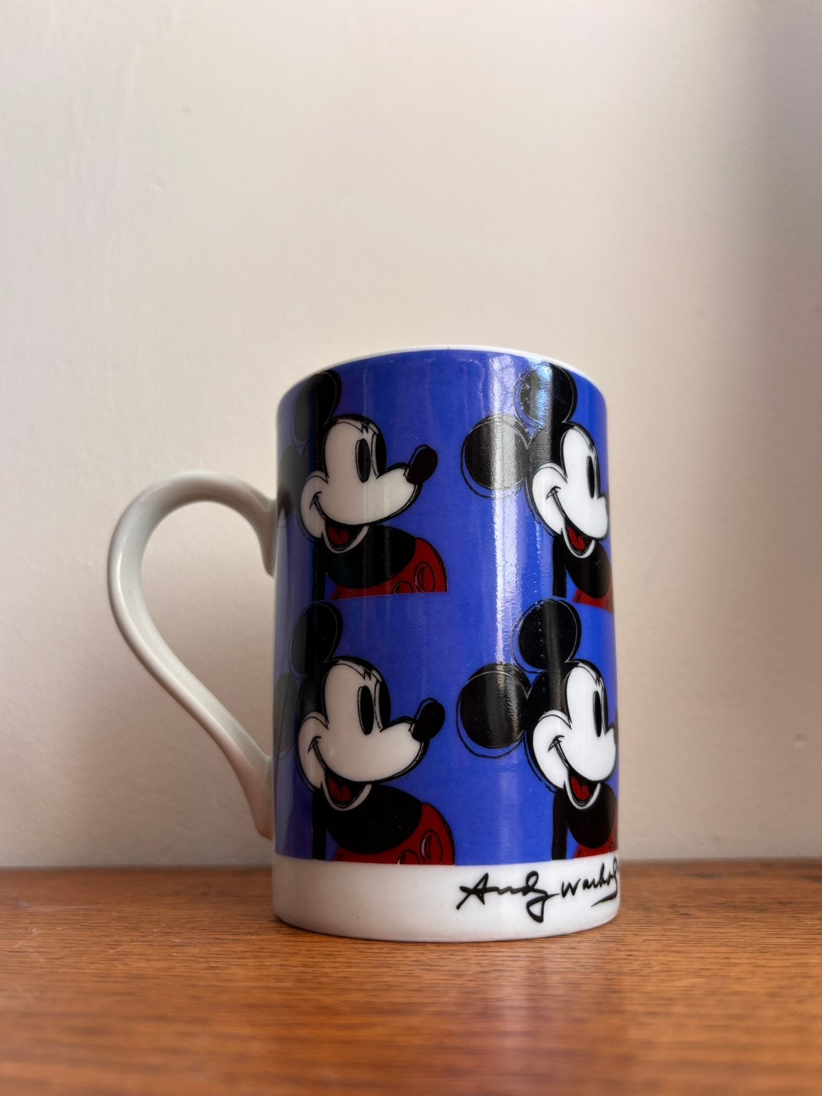Disney Mickey Mouse x Andy Warhol Blauw Porselein Mok Könitz, Ophalen of Verzenden, Mickey Mouse, Zo goed als nieuw, Servies