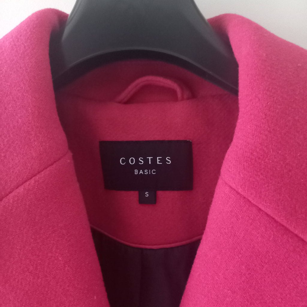 Fuchsia wollen mantel maat s, Maat 38/40 (M), Ophalen of Verzenden, Zo goed als nieuw, Costes