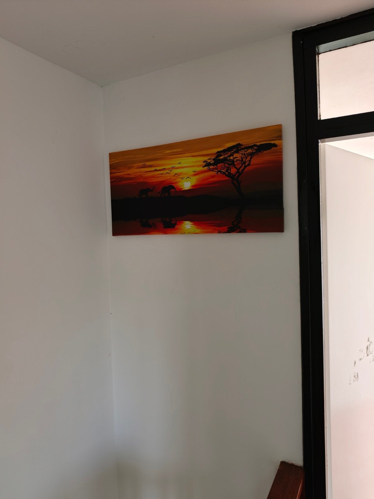 Canvas schilderij zonsondergang met olifanten, Ophalen, Zo goed als nieuw, Schilderij, 5 – 50