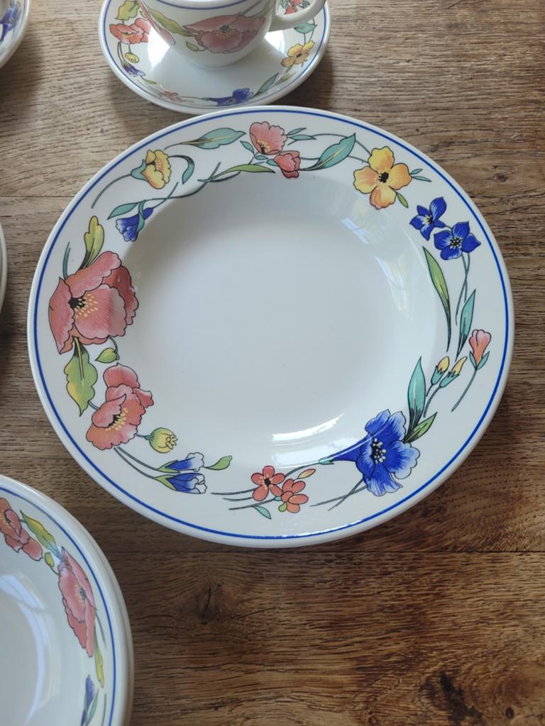 Vintage Wood & Sons Alpine Meadow- jaren '80 bloemmotief, Ophalen of Verzenden, Zo goed als nieuw, Porselein, Overige stijlen