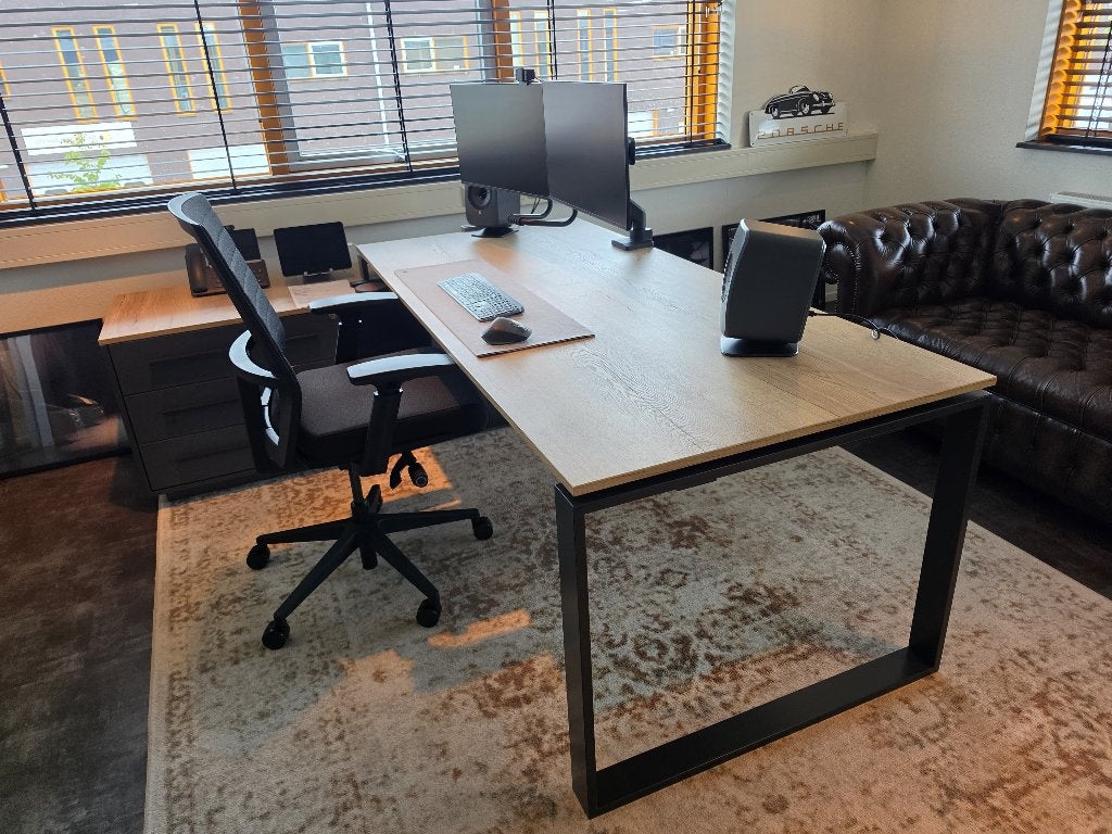 Directiebureau, Ophalen, Zwart, 224 cm, Met lades