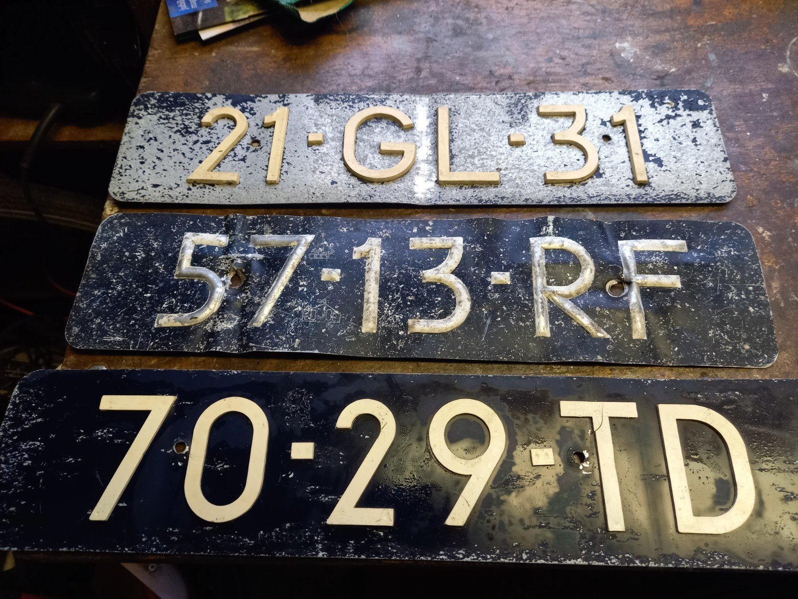 3 stuks oude blauwe Nummerplaat NL 1971 - 1975, Ophalen of Verzenden, Gebruikt, Auto's