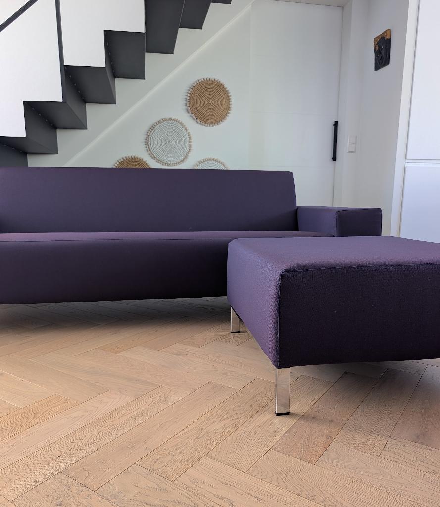 Gelderland 6511 3-zits + hocker paars, Huis en Inrichting, Banken | Bankstellen, Ophalen, Diba Design, Driepersoons, 75 tot 100 cm
