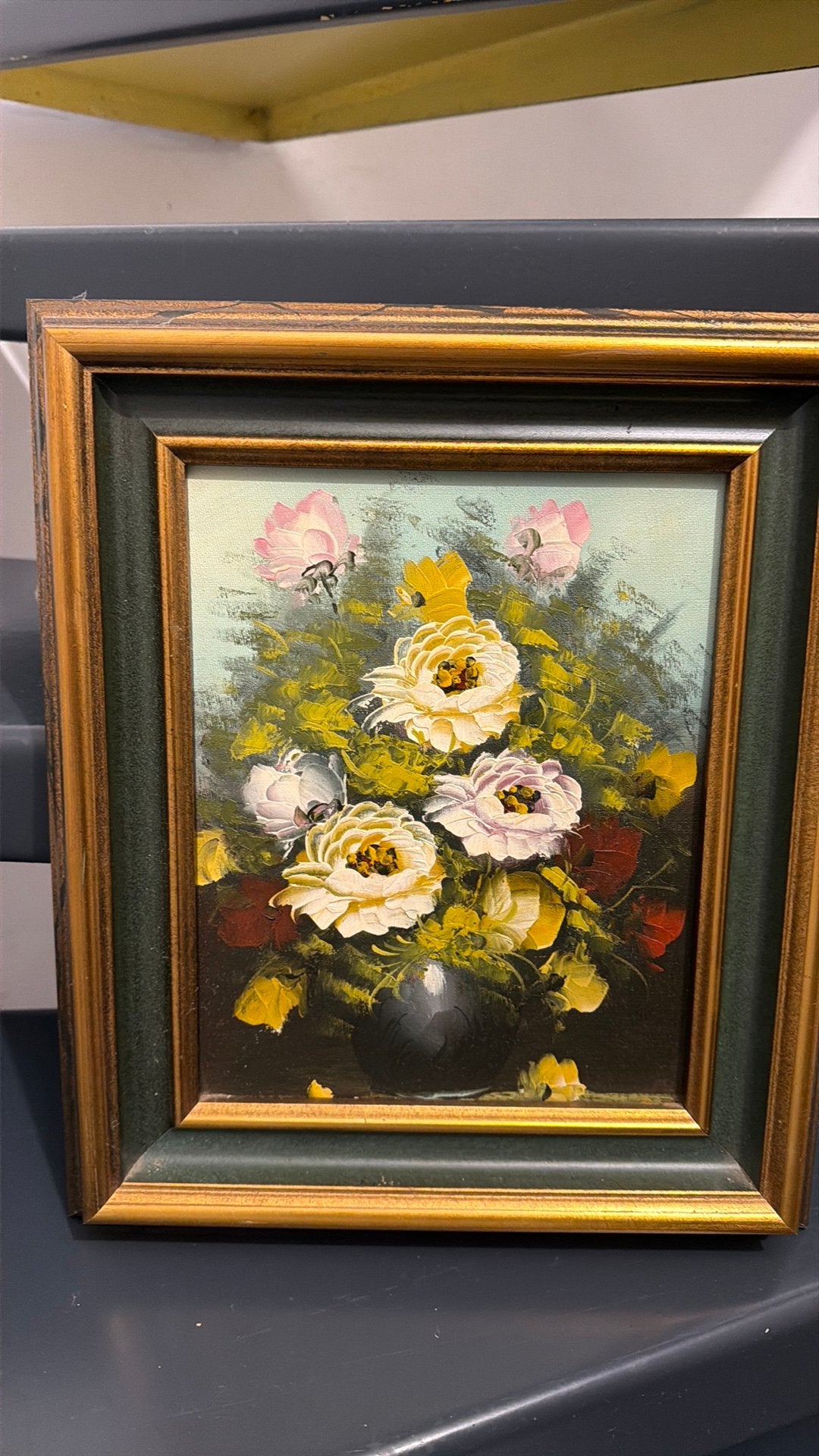 Bloemstilleven olieverf, Bloemen, Doek, Ophalen of Verzenden, Olieverf