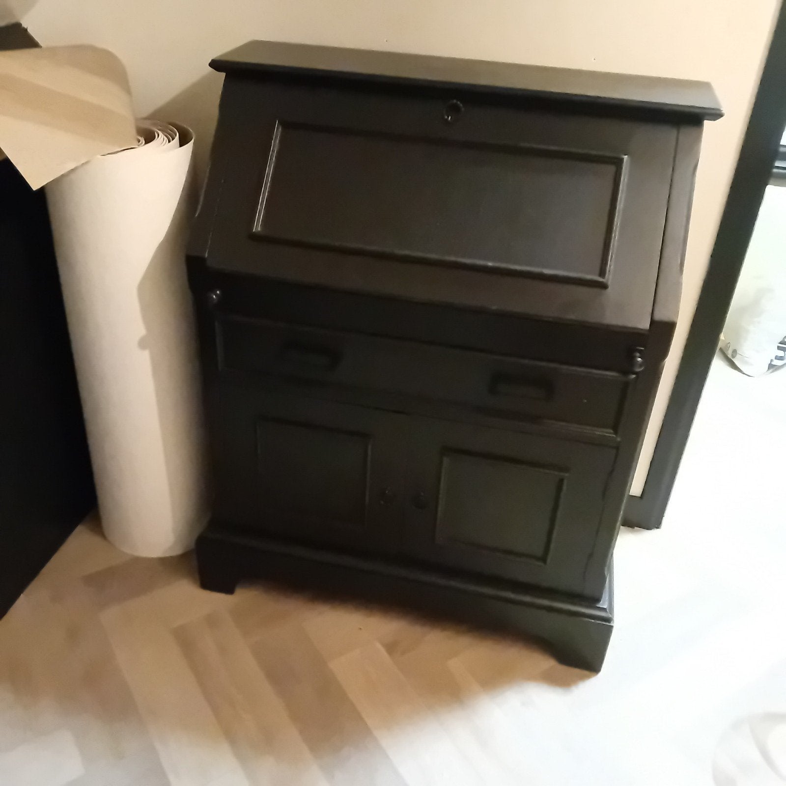 Zwart secretaire bureau met opbergruimte, Ophalen of Verzenden
