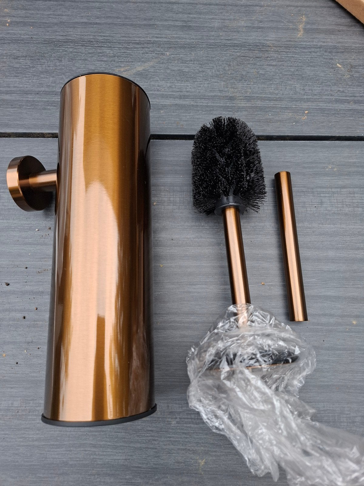Nieuwe koperkleurige toiletborstelhouder en borstel, Ophalen of Verzenden, Nieuw, Overige kleuren, Toilet-accessoire