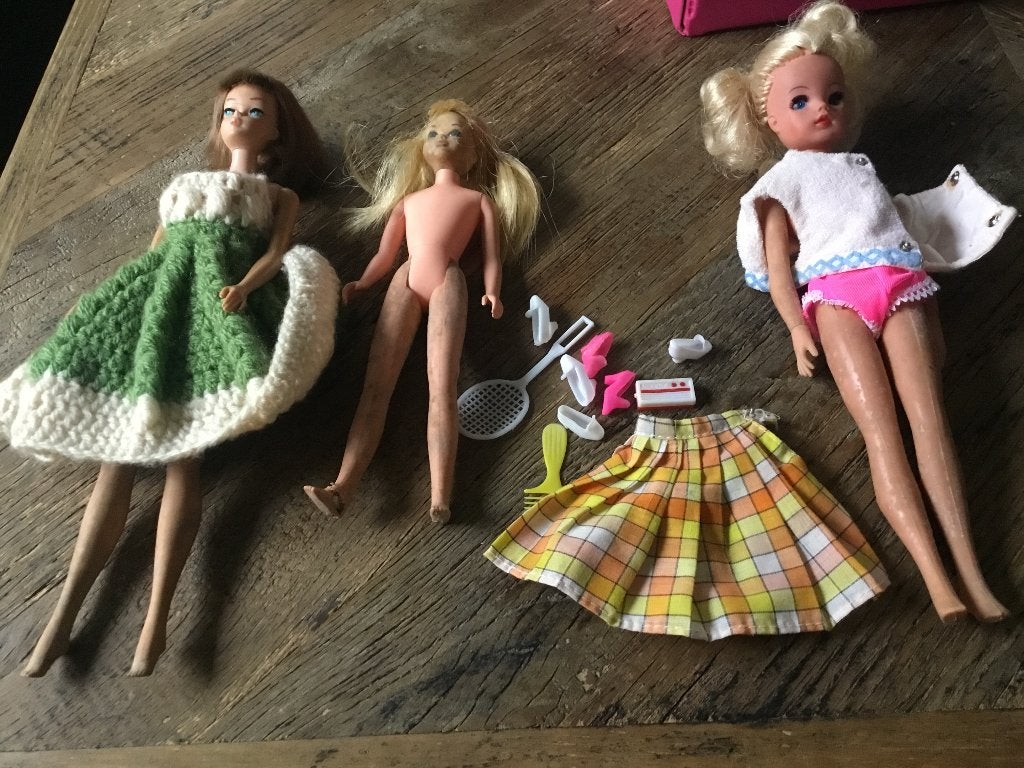 Vintage Mattel barbie 1958 met accessoires, Ophalen of Verzenden, Gebruikt, Pop