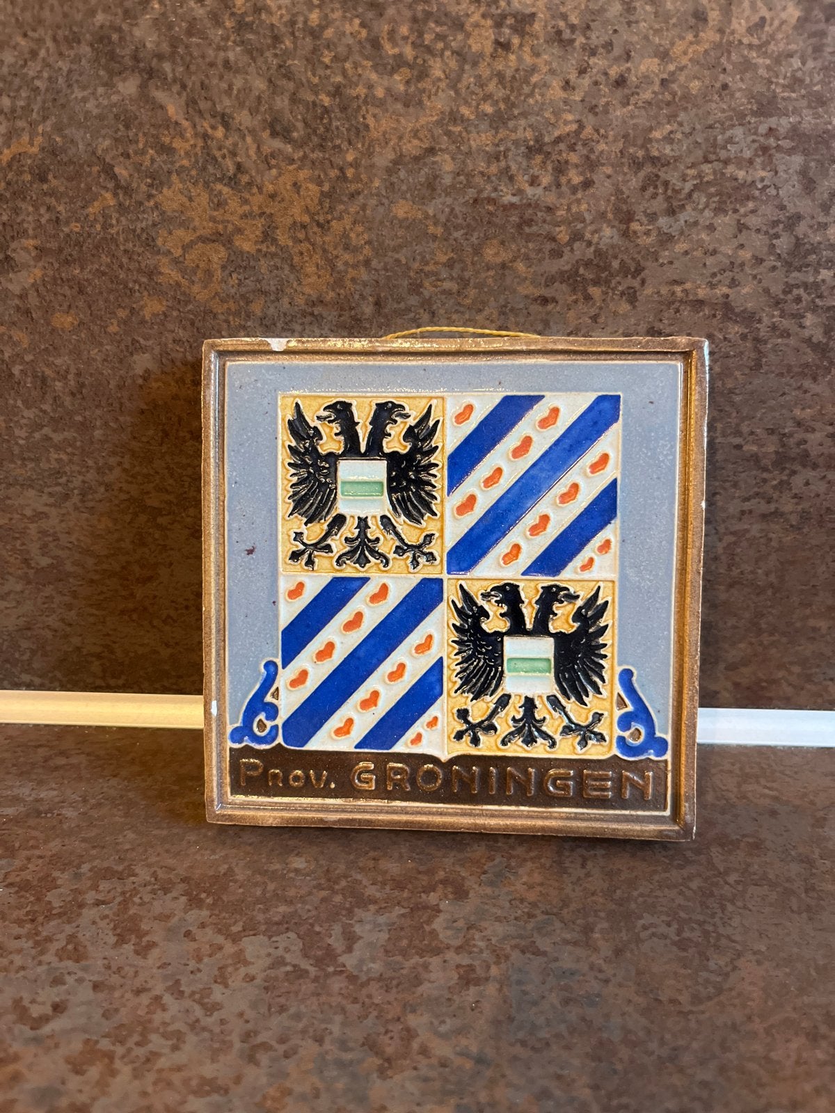 Vintage wandtegel Provincie Groningen - Westraven Utrecht, Antiek en Kunst, Antiek | Wandborden en Tegels, Ophalen of Verzenden